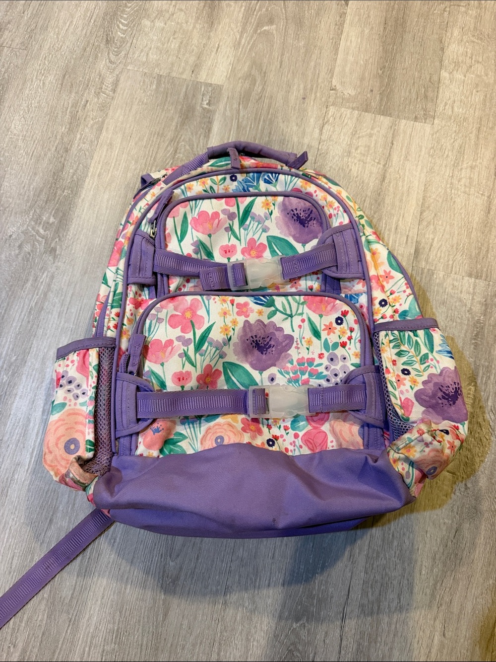 Pottery Barn Kids Purple Floral Print Backpack